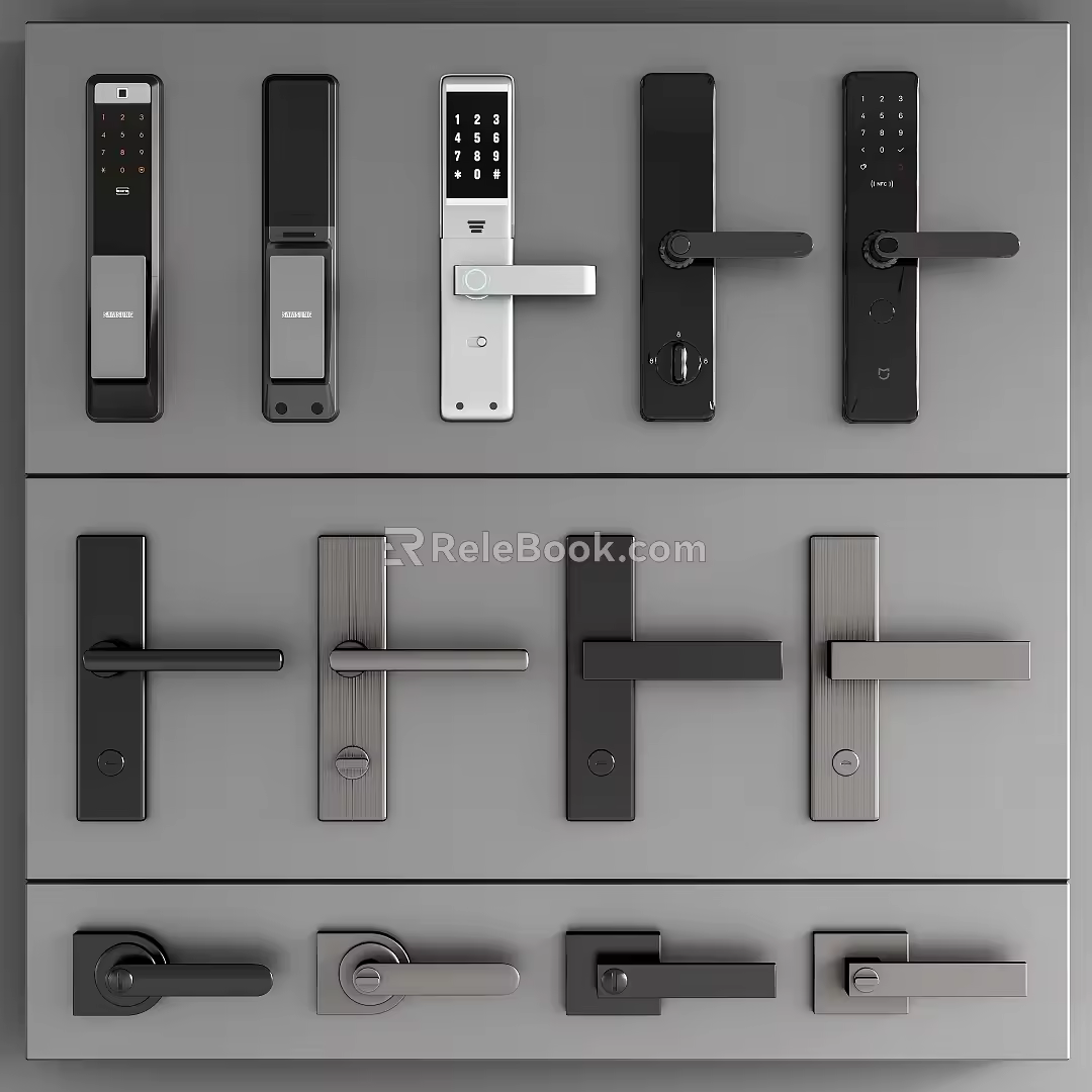 Modern door handle combination lock 3d model