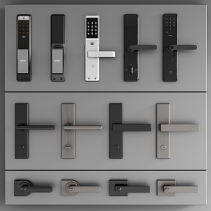 Modern door handle combination lock 3d model