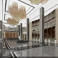 Luxurious Hotel Lobby Interior With Crystal Chandeliers Marble Floors And Columns