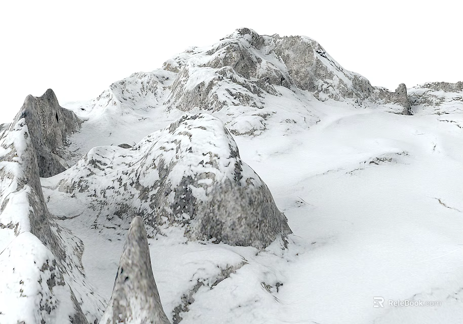 Scenic Garden Landscape with Snow Covered Rocky Mountain Peaks and Natural Terrain 3d model 
