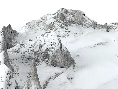 Scenic Garden Landscape with Snow Covered Rocky Mountain Peaks and Natural Terrain 3d model