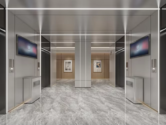 Hotel elevator hall 3d model
