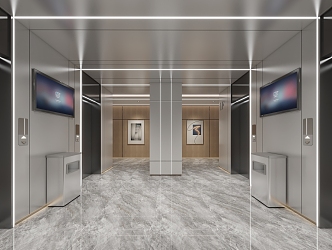 Hotel elevator hall 3d model