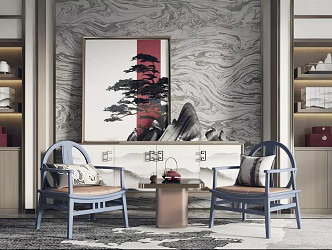 New Chinese Style Leisure Sofa Combination Leisure Chair 3d model