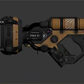 Futuristic Sci Fi Weapon With Black And Gold Mechanical Structure Design 3d model