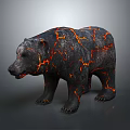 Glowing Lava Bear 3D Model Featuring Black Body Red Cracked Patterns On Gray Background 3d model