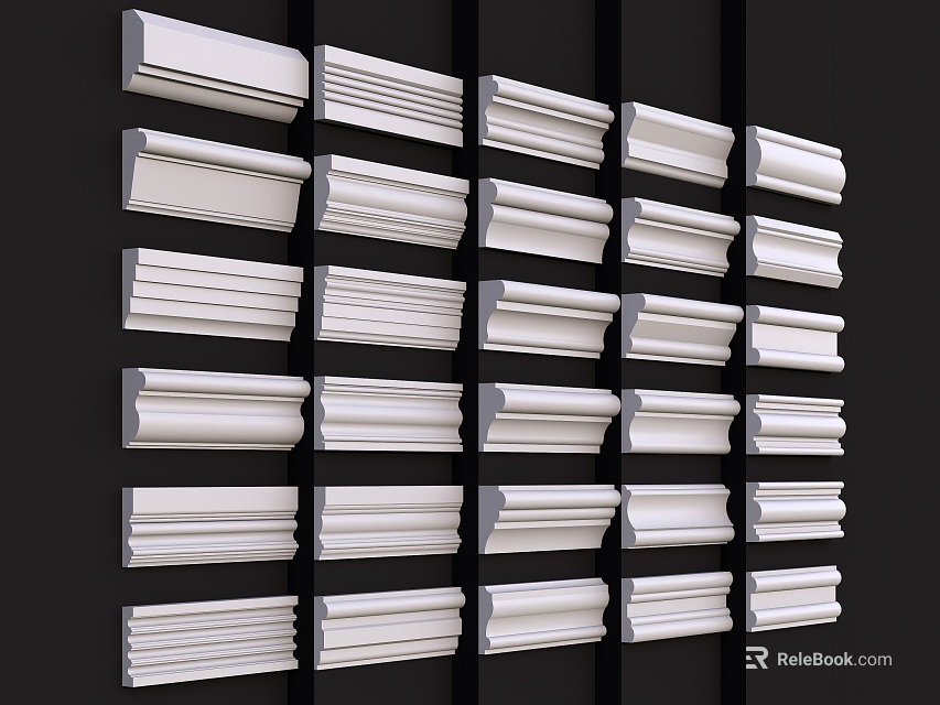 Various Decorative Gypsum Cornice Molding Types And Designs For Interior Decoration 3d model 