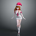 Anime Style Game And Movie Character Wearing Santa Hat White Dress With Red Decorations Long Hair