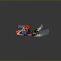 Mario Driving Red White Kart With Mushroom Logo On Glowing Track
