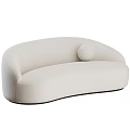 Modern Beige Curved Sectional Sofa With Elegant Round Decorative Ball Design 3d model