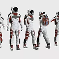 Men In Astronaut Spacesuits Showing Various Poses And Different Designs