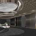 Luxurious Front Desk Reception in London Lansdale Lobby With Grand Chandelier Fountain And Marble Floor