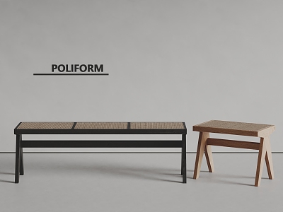 poliform Modern Stool Solid Wood Stool Rattan Stool 3d model