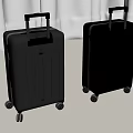 Two Gray Hard Shell Suitcases With Black Handles And Rolling Wheels
