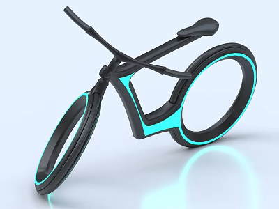 Modern Futuristic Bicycle With Sleek Frame Blue Accents And Round Wheels 3d model