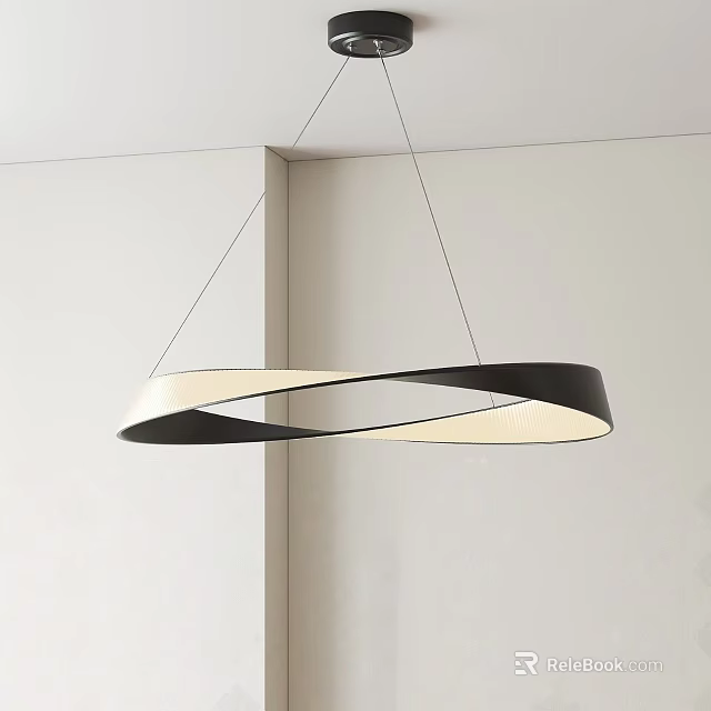 Modern Spiral Black And White Chandelier For Minimalist Living Room Decor 3d model 