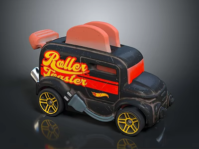 Roller Invader Electronic Toy Car With Black Red Design And Yellow Wheels 3d model