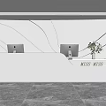 Modern Reception Area With White Desk Curved Wall Design Computers Potted Plant And Marble Floor