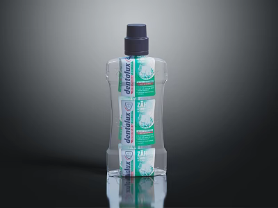 Antibacterial Mouthwash With Fresh Mint Flavor In Transparent Bottle 3d model