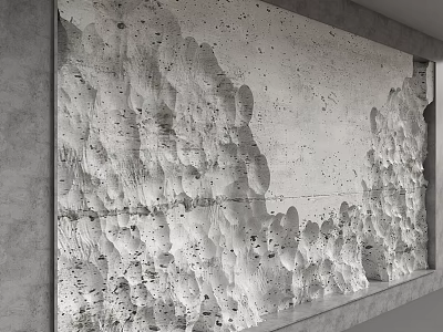 Gray Rough Textured Concrete Background Wall With Modern 3D Pattern Design 3d model