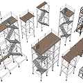 Modern Site Scaffolding Climbing Frame Climbing Ladder Site Ladder 3d model