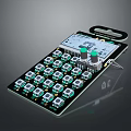 Electronic Circuit Board With Control Buttons Knobs Display Screen And Green Indicators