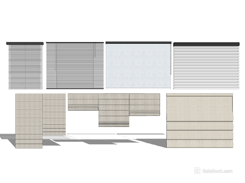 Various Styles of Window Blinds for Home Decoration and Light Control 3d model 