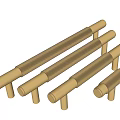 Golden Metal Door Handles With Modern Textured Design And Various Sizes