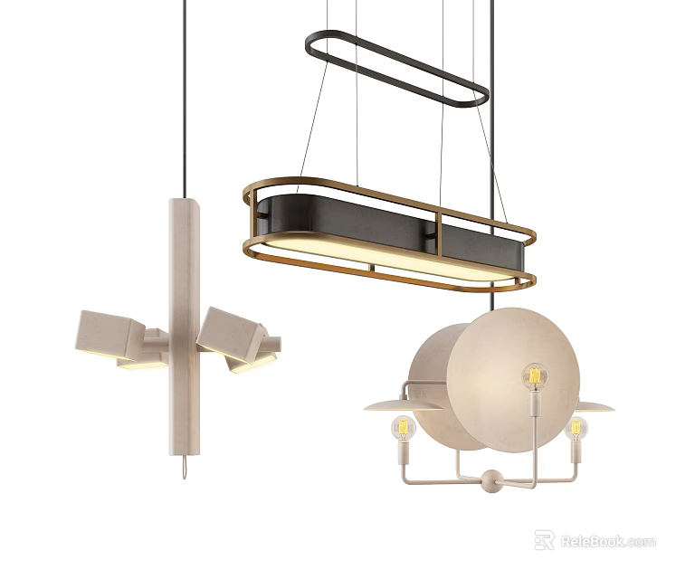 Modern Contemporary Pendant Lights With Geometric Shapes Metal Frames And Circular Design For Interior Decor 3d model 