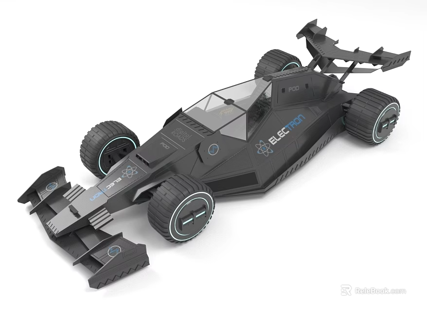 Futuristic Black Racing Car With Advanced Design 3d model 