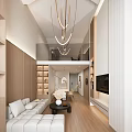Modern Loft Living Room Design With Sofa Chandelier And TV Wall