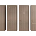 Wooden Swing Doors In Different Styles With Classic Frames And Handles 3d model