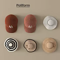 Poliform Hats Collection Featuring Brown Baseball Caps White Wide Brim And Black White Striped Designs