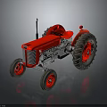 Vintage Red Tractor With Large Rear Wheels Metal Body And Detailed Front Design