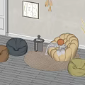 Bubble Sofa Lazy Sofa European Style Light Luxury Fashion Modern 3d model