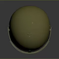 Yellow Dome Shaped Weapon Helmet With Protective Face Shield And Metallic Accents