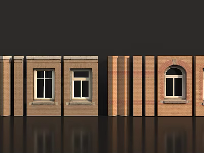 Brick Building Facades Featuring Various Window Designs And Architectural Details 3d model