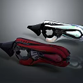 Futuristic Sci Fi Weapon Design With Red And Silver Glowing Structural Details 3d model