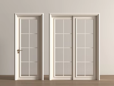 Elegant White Interior Sliding Doors With Glass Panels For Home Design 3d model
