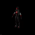 3D Sporty Female Character With Red Headband Silver Black Jacket Gray Sweatpants Red Sneakers