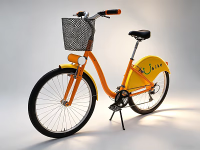 Stylish Orange Bicycle Featuring Front Wire Basket Black Seat And J Bike Logo 3d model