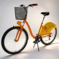 Stylish Orange Bicycle Featuring Front Wire Basket Black Seat And J Bike Logo