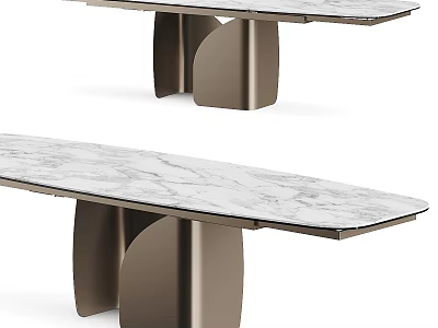 Modern Desk With Marble Top And Sturdy Metal Legs For Home Office 3d model