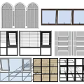 Various Window Design Styles Including Arched Sliding Double Hung And Blinds 3d model
