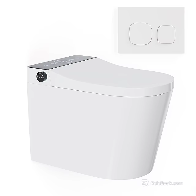 Modern Smart Toilet With White Sleek Design And Digital Control Panel Features 3d model