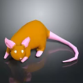 Game Movie Character Orange 3D Mouse with Pink Ears Pink Tail and White Eyes