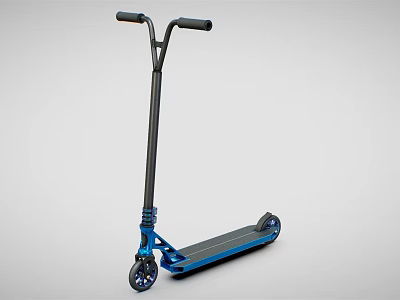 Stunt Scooter With Black Handlebars Blue Frame Black Deck And Durable Wheels For Street Sports 3d model