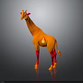 Orange and Red Giraffe with Flame Patterns in Vibrant Artistic Design
