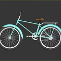 Turquoise Retro Bicycle With Brown Seat Classic Handlebar And Cruiser Wheels