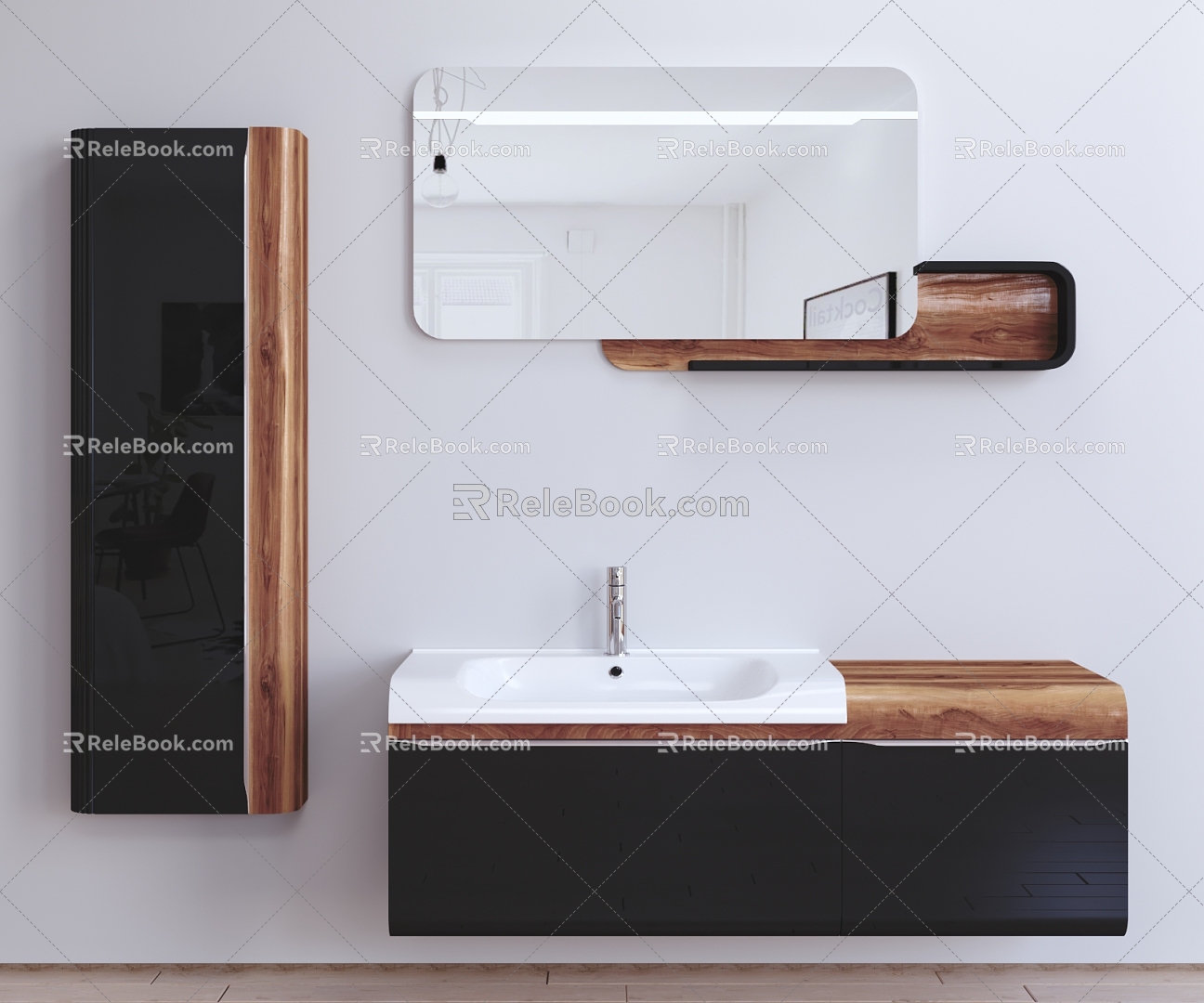 Modern sink sink sink mirror mirror cabinet combination 3d model